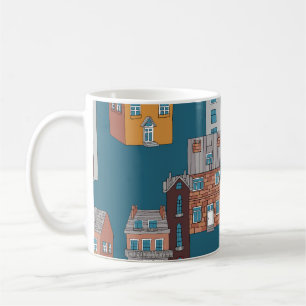 Cartoon-Stadt Vintage Tapete Kaffeetasse