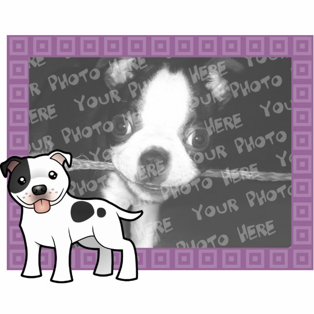 Cartoon Staffordshire Bull Terrier Fotoskulptur Magnet (Vorne)