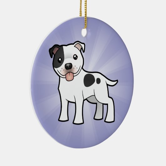 Cartoon Staffordshire Bull Terrier (Fügen Sie Ihre Keramikornament (Rechts)