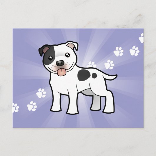 Cartoon Staffordshire Bull Terrier Postkarte (Vorderseite)