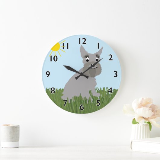 Cartoon Standard Schnauzer Clock Große Wanduhr (Zuhause)