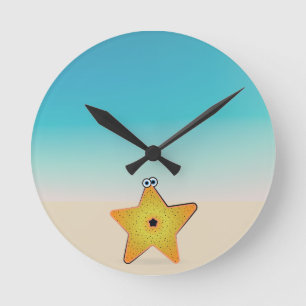 Cartoon Starfish Runde Wanduhr