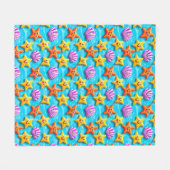 Cartoon Starfish und Muscheln Fleecedecke (Vorderseite (Horizontal))