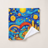 Cartoon Starry Night Art Badhandtuch Set (Waschlappen)