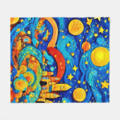 Cartoon Starry Night Art Fleecedecke (Vorderseite (Horizontal))
