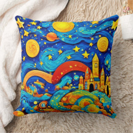 Cartoon Starry Night Art Kissen