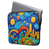 Cartoon Starry Night Art Laptopschutzhülle (Vorderseite Links)