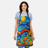 Cartoon Starry Night Art Schürze (Getragen)