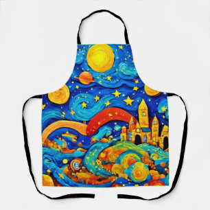 Cartoon Starry Night Art Schürze
