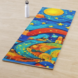 Cartoon Starry Night Art Yogamatte