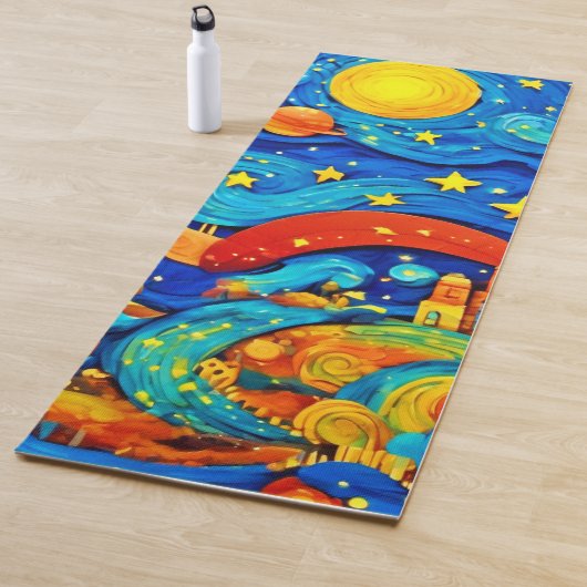 Cartoon Starry Night Art Yogamatte (Beispiel)