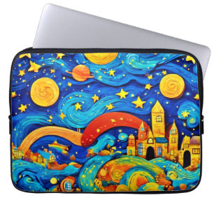 Cartoon Starry Night Kunst Laptopschutzhülle