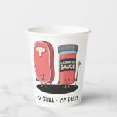 Cartoon-Steak & Sauce Custom BBQ Chef Pappbecher (Vorderseite)