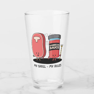 Cartoon Steak & Sauce Custom GRILLEN Koch Glas