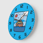 Cartoon Steamship auf Ocean Waves Nautic Art Große Wanduhr (Winkel)