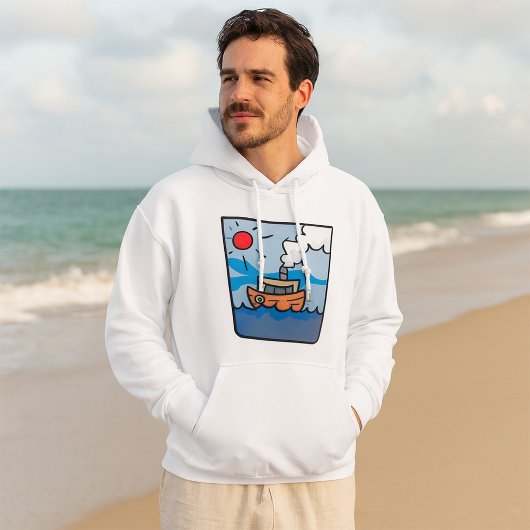 Cartoon Steamship auf Ocean Waves Nautic Art Hoodie