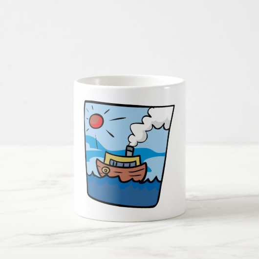 Cartoon Steamship auf Ocean Waves Nautic Art Kaffeetasse (Mittel)