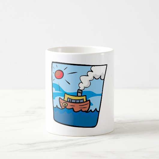 Cartoon Steamship auf Ocean Waves Nautic Art Kaffeetasse