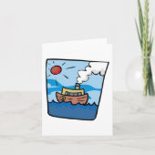 Cartoon Steamship auf Ocean Waves Nautic Art Karte (Vorderseite)
