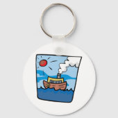 Cartoon Steamship auf Ocean Waves Nautic Art Schlüsselanhänger (Rückseite)