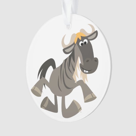 Cartoon Steche Tanzen Wildebeest Akrylorische Orna Ornament (Vorderseite)