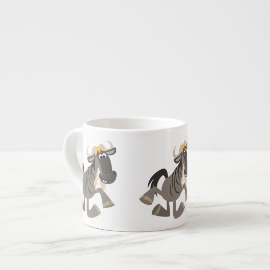 Cartoon Steche Tanzen Wildebeest Espresso Tasse (Vorderseite Links)