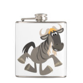 Cartoon Steche Tanzen Wildebeest Hippie Flasche Flachmann (Vorderseite)