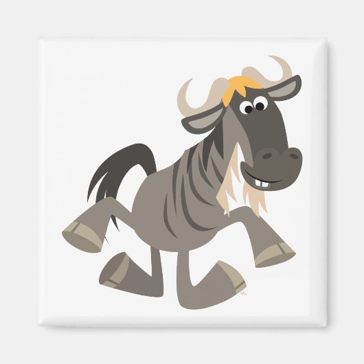 Cartoon Steche Tanzen Wildebeest Magnet (Vorne)
