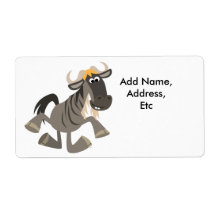 Cartoon Steche Tanzen Wildebeest Shipping Label