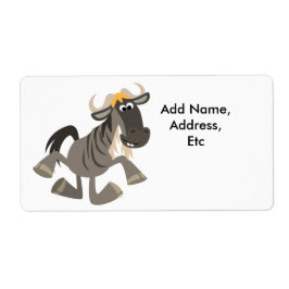 Cartoon Steche Tanzen Wildebeest Shipping Label