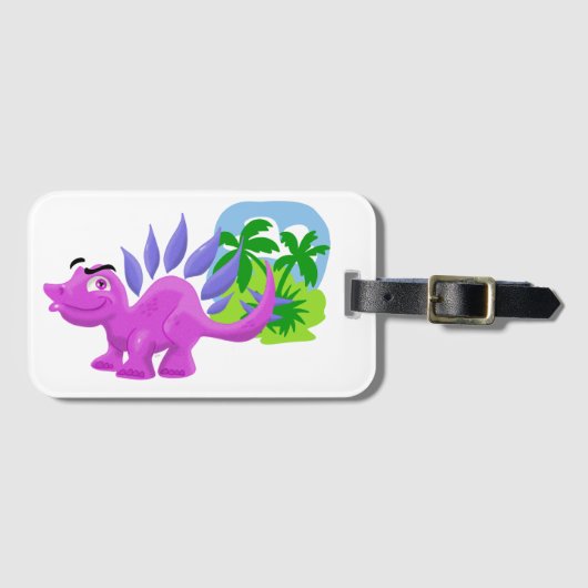 Cartoon Stegosaurus Gepäckmarke Gepäckanhänger (Vorderseite (Horizontal))