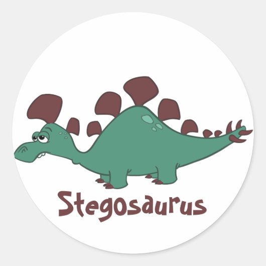 Cartoon Stegosaurus Runder Aufkleber (Vorderseite)