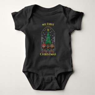 Cartoon-Stickerei HOGWARTS™ Erstes Weihnachten Baby Strampler