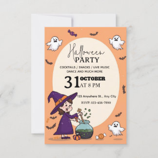 Cartoon-Stil Halloween-Party Einladung bearbeitbar