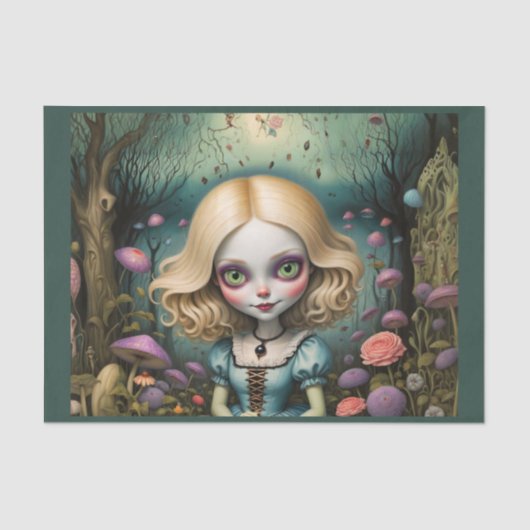 Cartoon Stil psychedelische Alice im Wunderland Seidenpapier (Vorderseite)