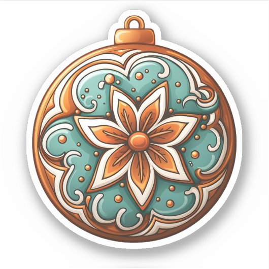 Cartoon Stil Weihnachtskost mit Blume Aufkleber (Vorderseite)