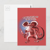 Cartoon-Stil wütend Rattenmesser Postkarte (Vorne/Hinten)