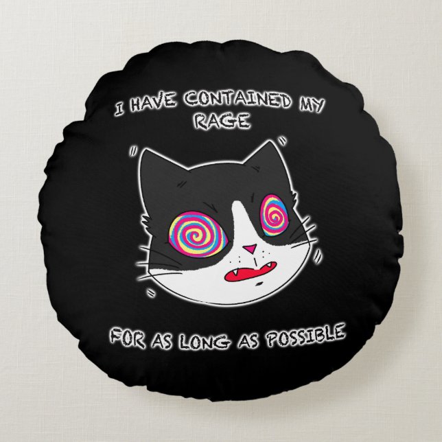 Cartoon Stilkatze mit lustigem Text Rundes Kissen (Vorderseite)