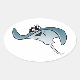 Cartoon Stingray Ovaler Aufkleber