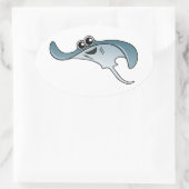 Cartoon Stingray Ovaler Aufkleber (Tasche)