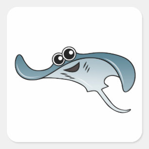 Cartoon Stingray Quadratischer Aufkleber