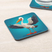 Cartoon Stork mit offenen Flügeln Getränkeuntersetzer (Linke Seite)