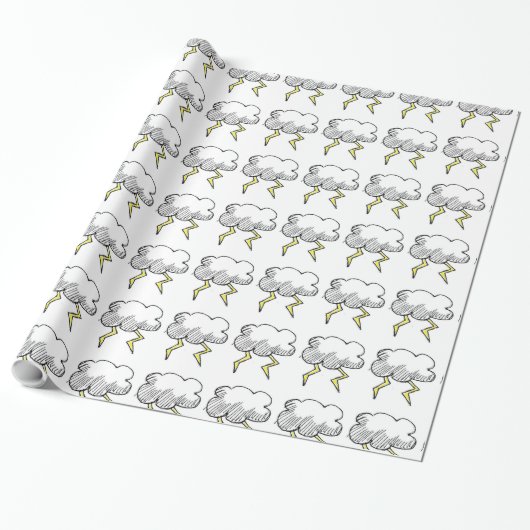Cartoon Storm Cloud Rainy Day Design Geschenkpapier (Ungerollt)