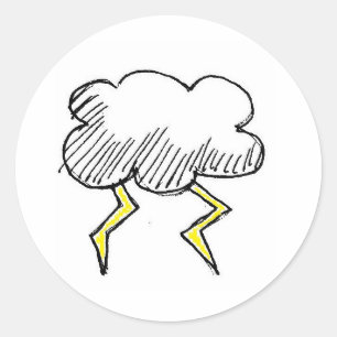 Cartoon Storm Cloud Rainy Day Design Runder Aufkleber
