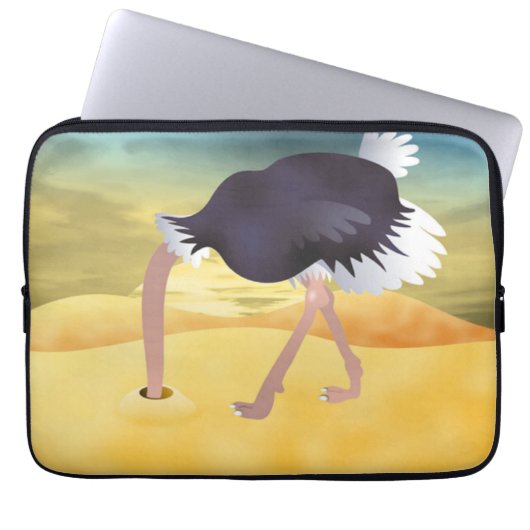 Cartoon Strauß mit Kopf in Sand Laptopschutzhülle (Vorderseite)