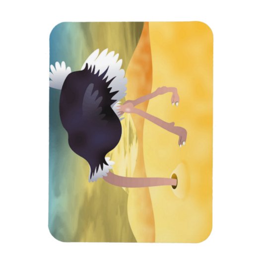 Cartoon Strauß mit Kopf in Sand Magnet (Vertikal)