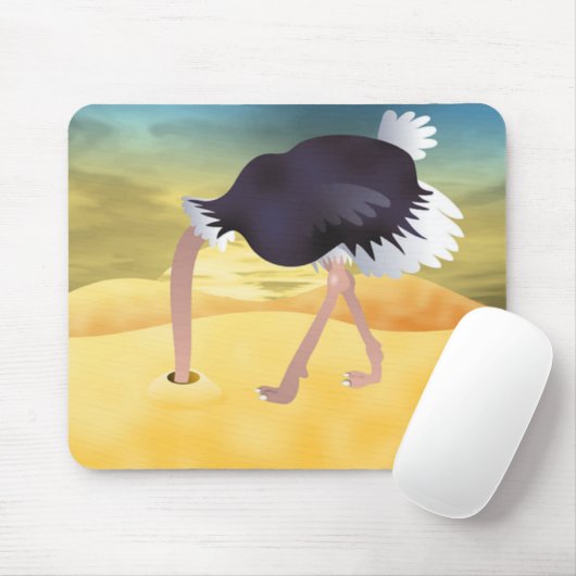Cartoon Strauß mit Kopf in Sand Mousepad (Mit Mouse)