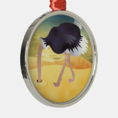 Cartoon Strauß mit Kopf in Sand Ornament Aus Metall (Rechts)