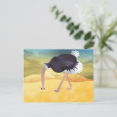 Cartoon Strauß mit Kopf in Sand Postkarte (Stehend Vorderseite)