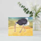 Cartoon Strauß mit Kopf in Sand Postkarte (Stehend Vorderseite)